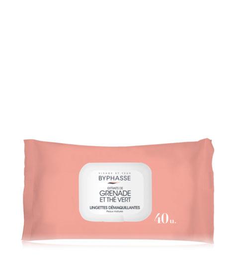 Byphasse Make Up Remover Wipes Pomegranate Extract And Green Tea Mature Skin 40U.